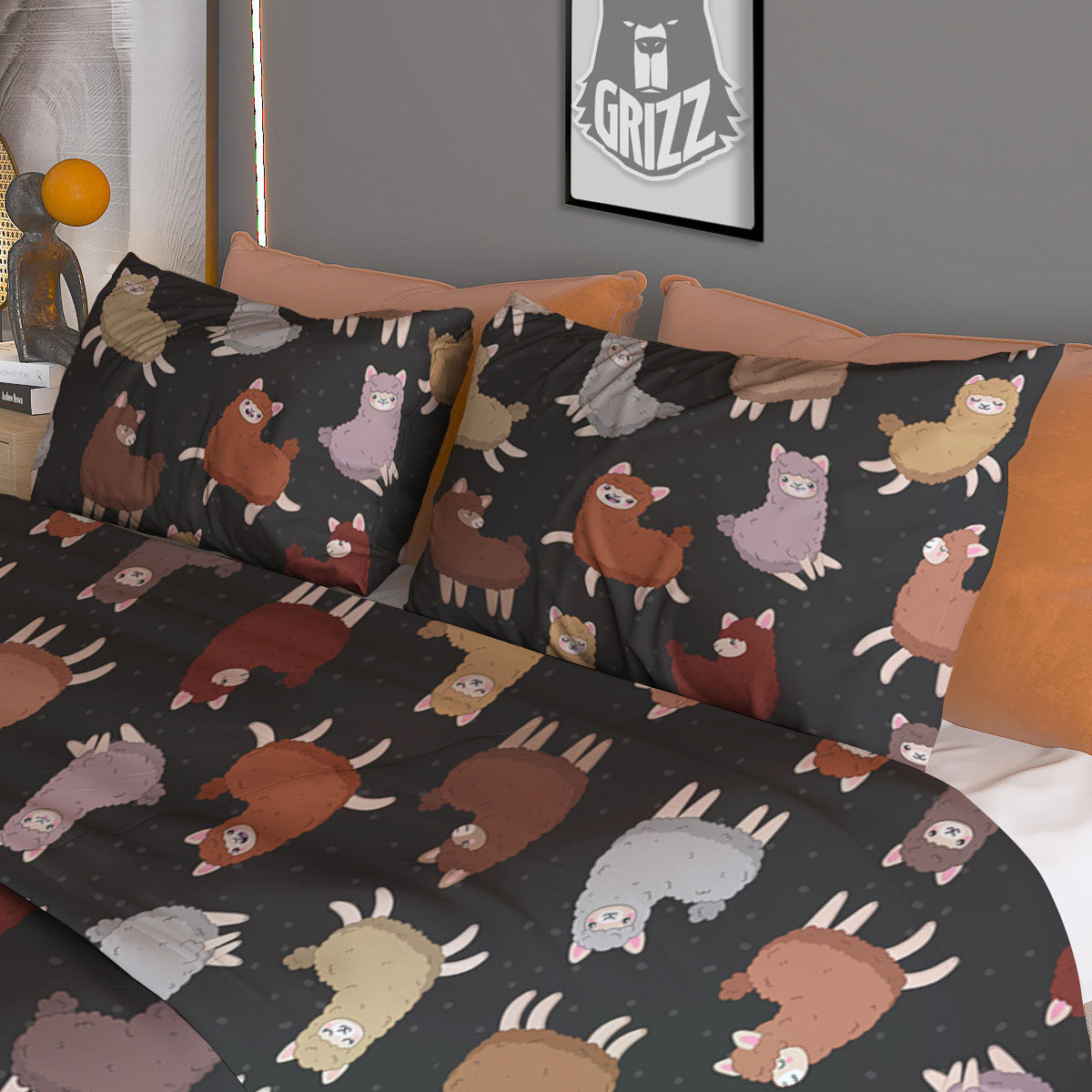 Happy Llama Print Pattern Duvet Cover Bedding Set