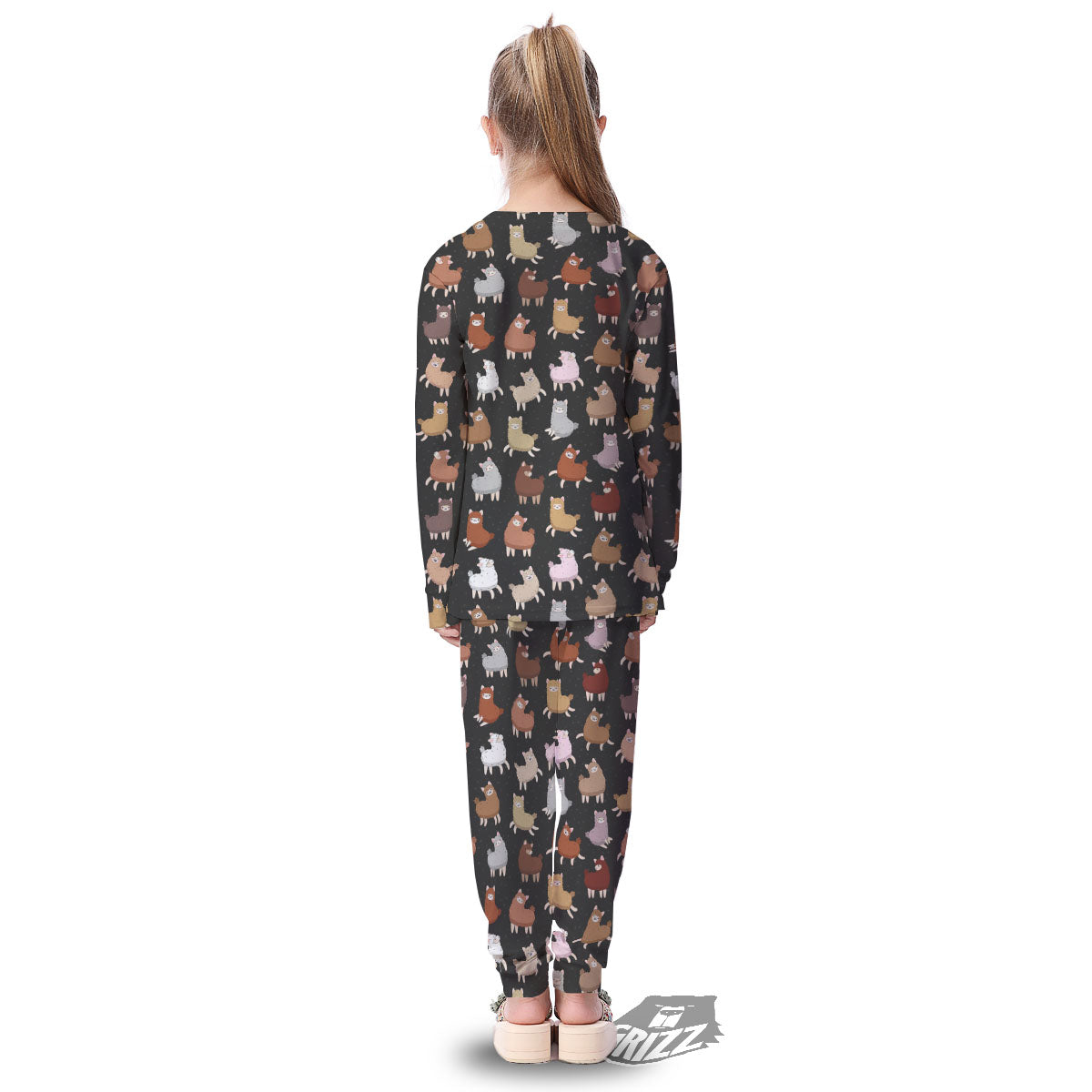 Happy Llama Print Pattern Kid's Pajamas-grizzshop