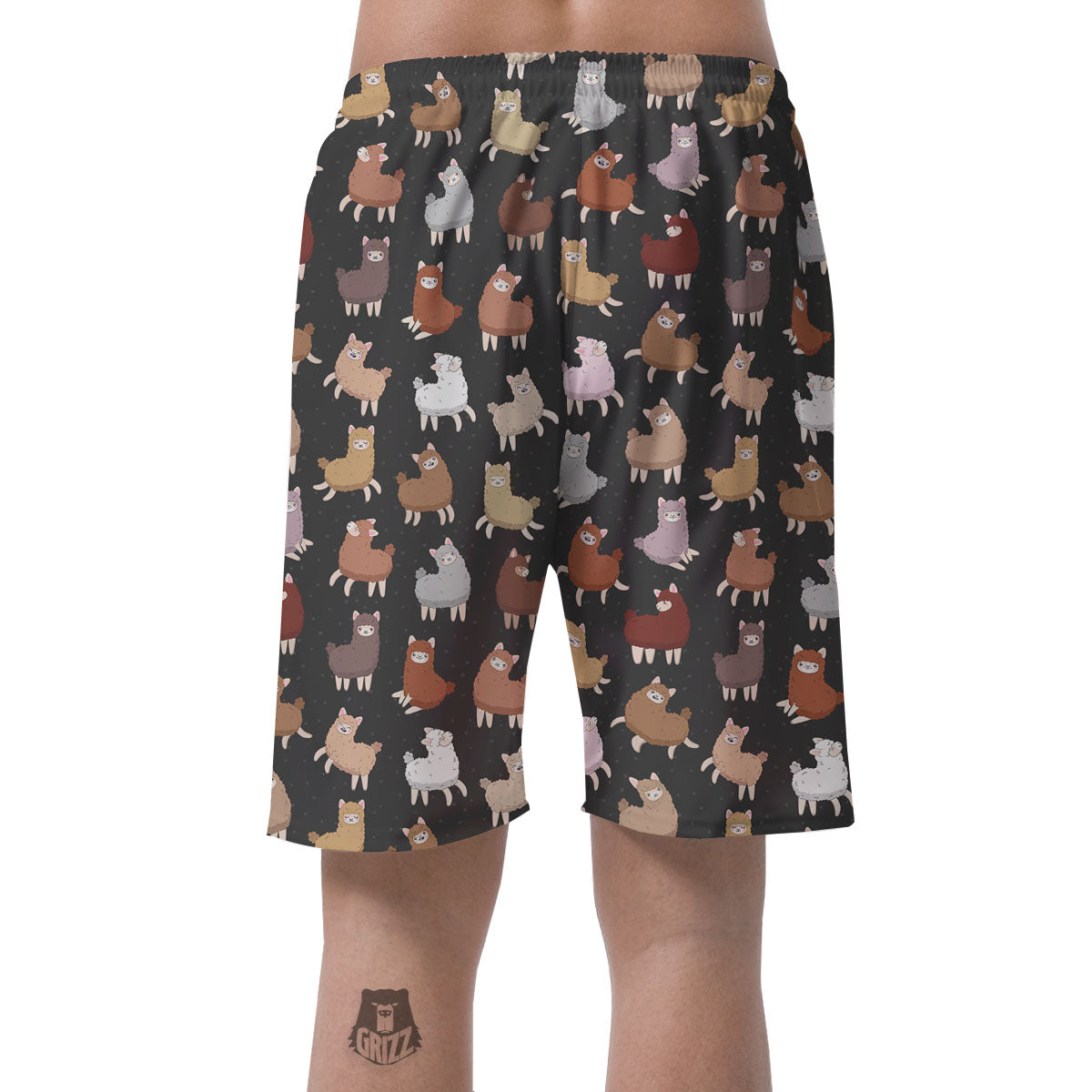 Happy Llama Print Pattern Men's Shorts-grizzshop