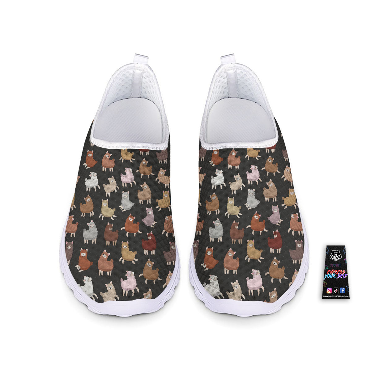 Happy Llama Print Pattern Nurse Shoes-grizzshop