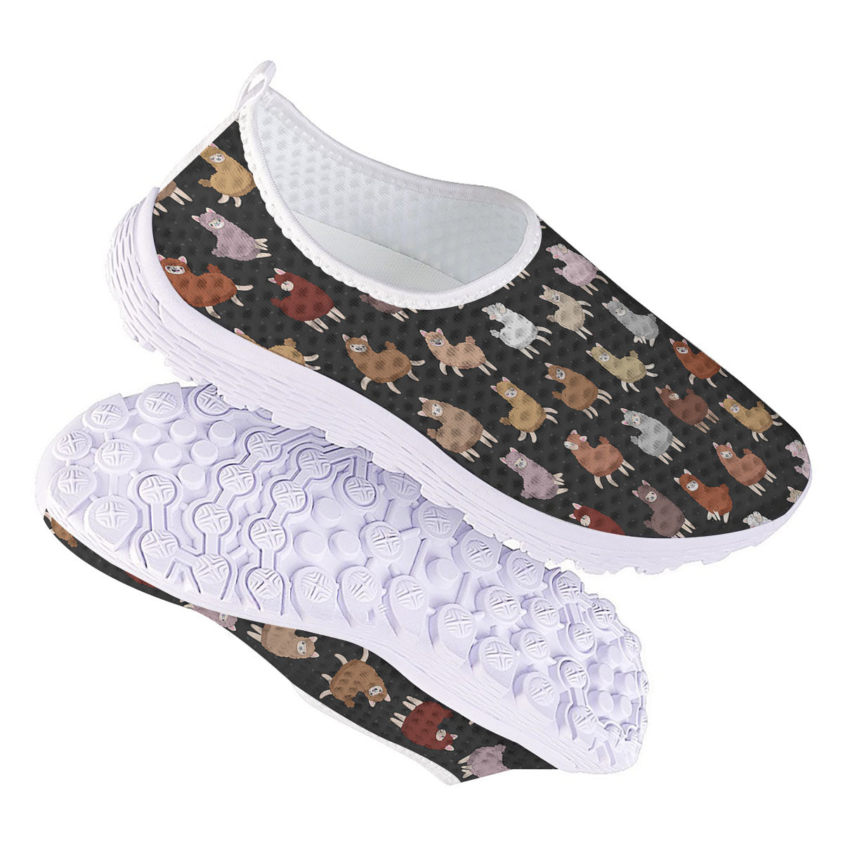 Happy Llama Print Pattern Nurse Shoes-grizzshop