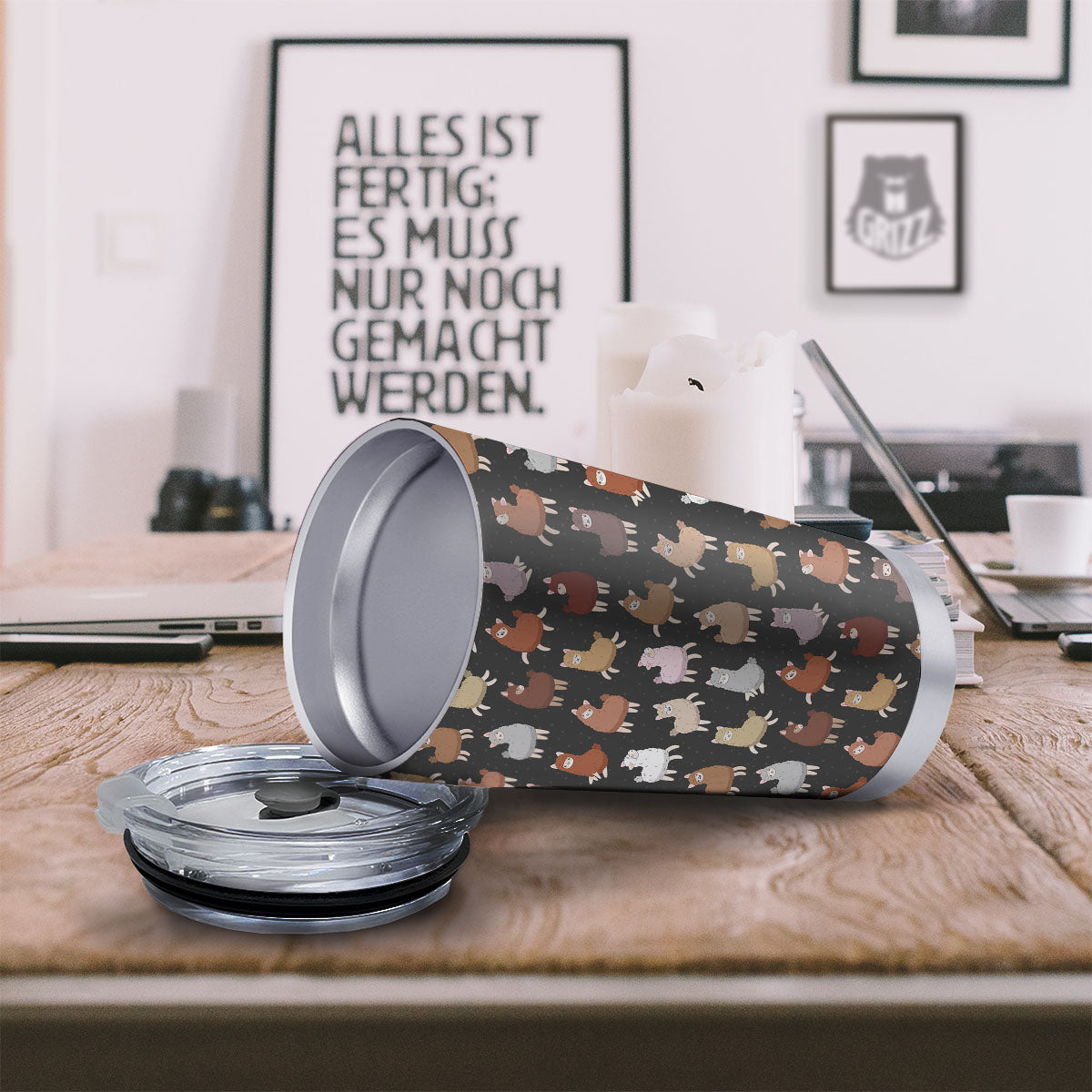 Happy Llama Print Pattern Tumbler-grizzshop