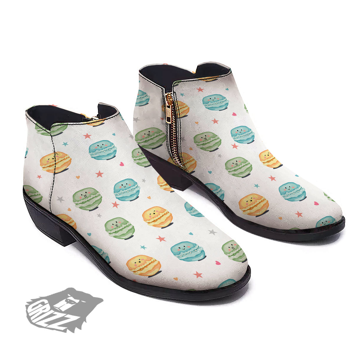 Happy Macarons Print Pattern Ankle Boots-grizzshop