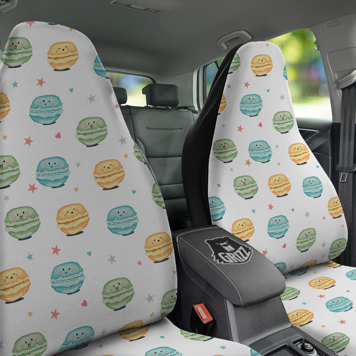 Happy Macarons Print Pattern Car Seat Covers-grizzshop