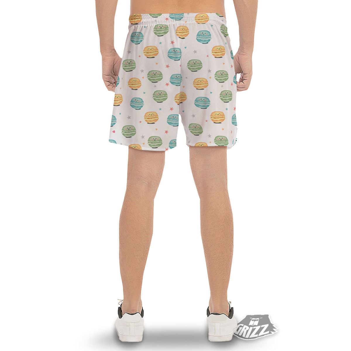 Happy Macarons Print Pattern Men's Gym Shorts-grizzshop