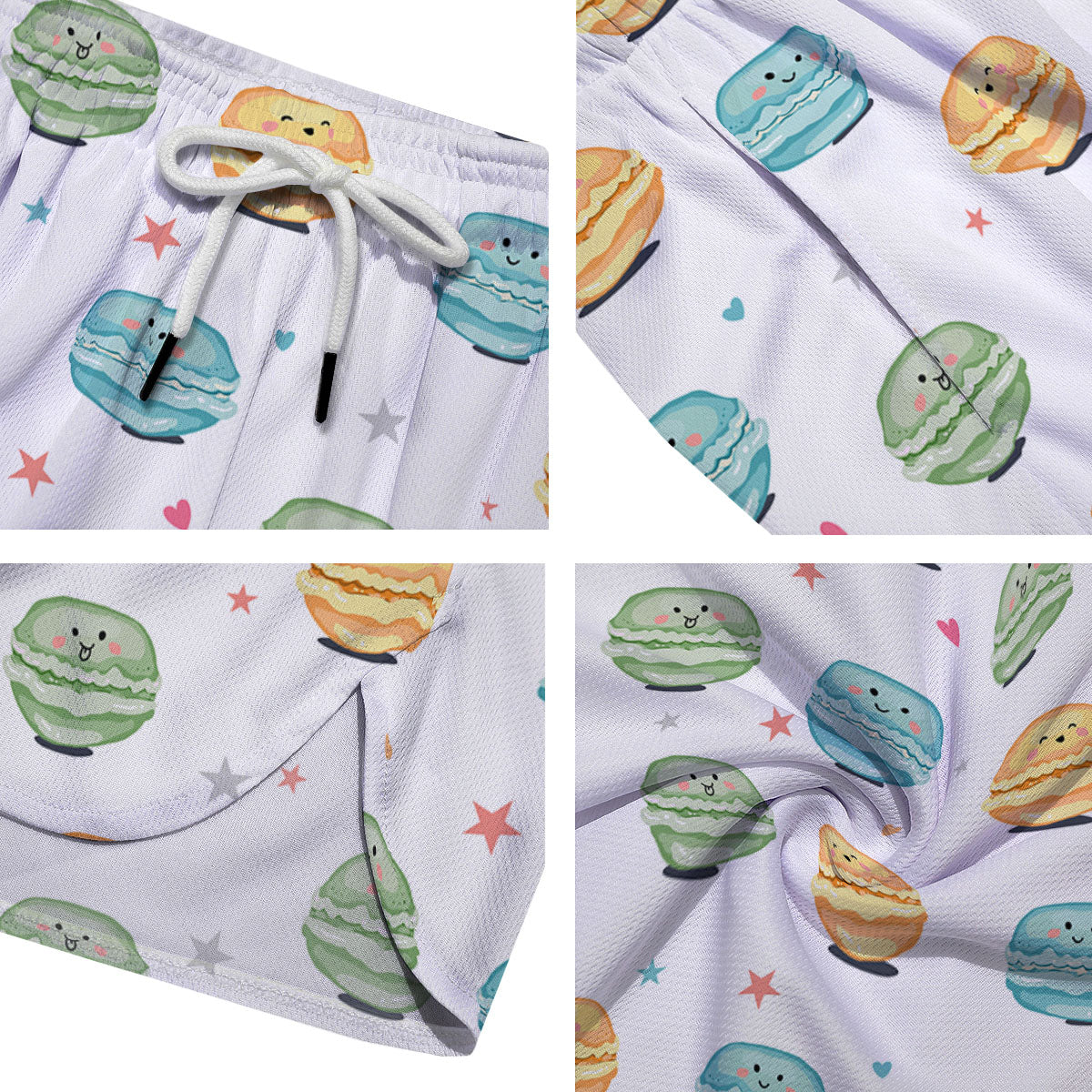 Happy Macarons Print Pattern Men's Running Shorts-grizzshop