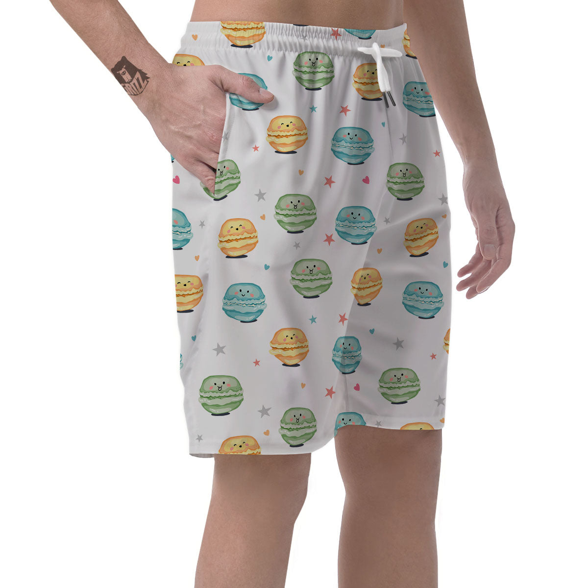 Happy Macarons Print Pattern Men's Shorts-grizzshop