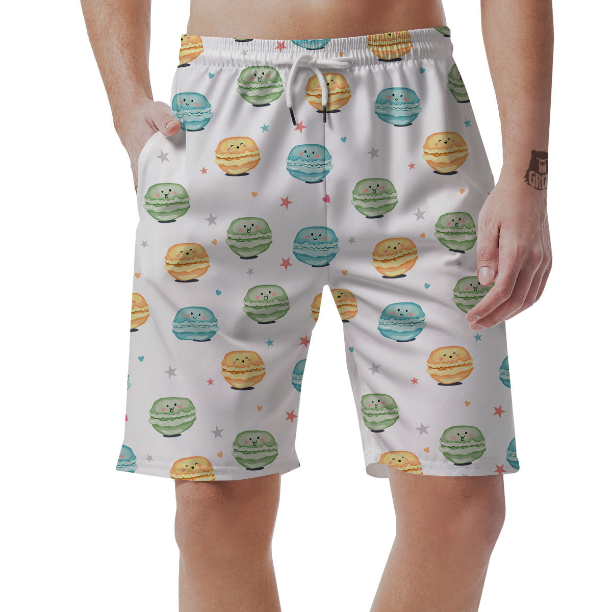 Happy Macarons Print Pattern Men's Shorts-grizzshop
