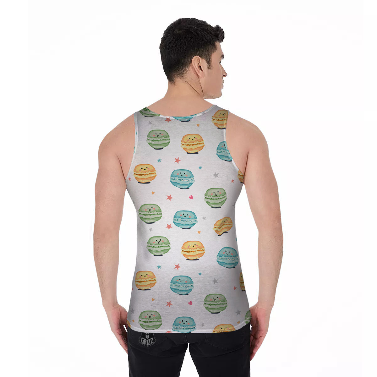 Happy Macarons Print Pattern Men's Tank Top-grizzshop
