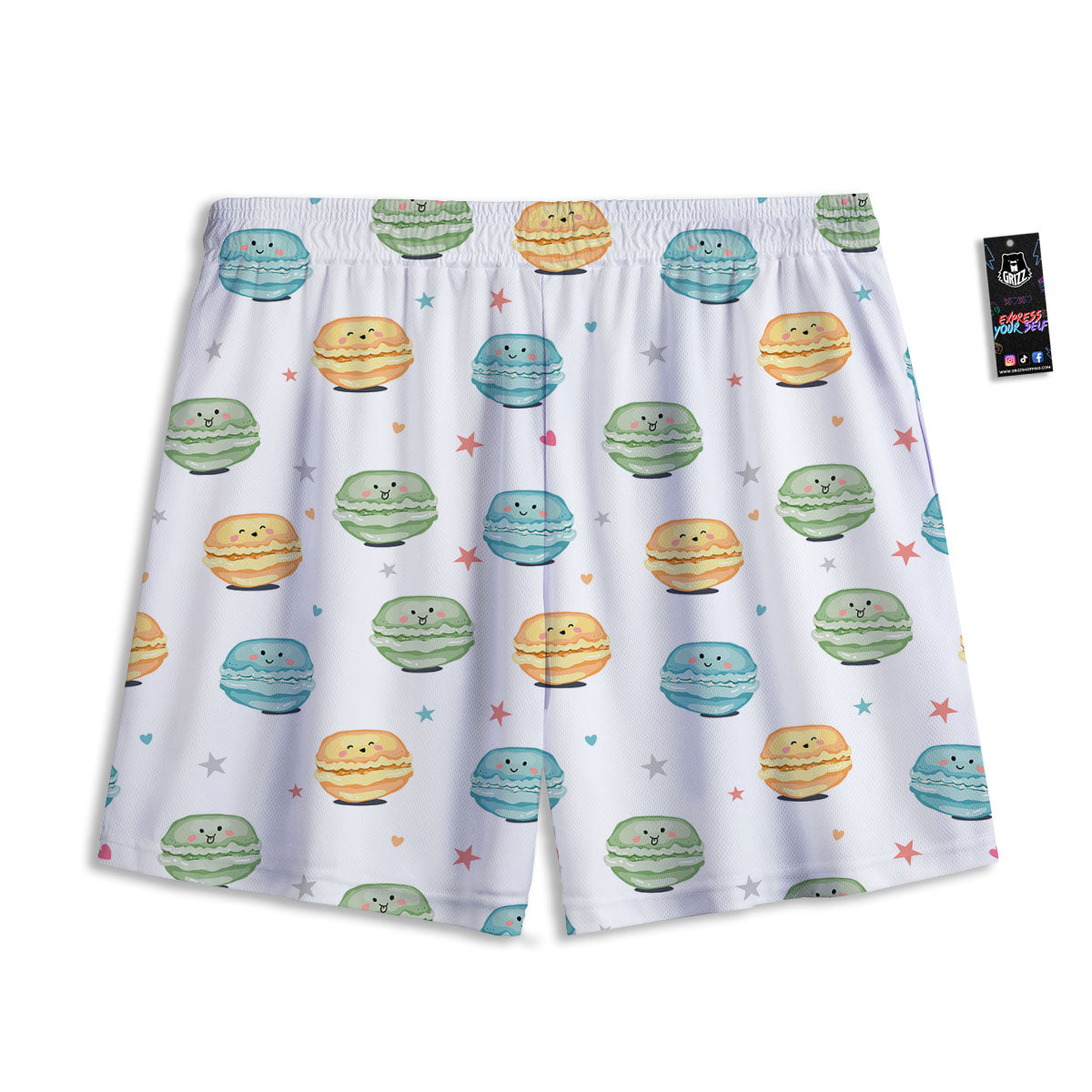 Happy Macarons Print Pattern Mesh Shorts-grizzshop