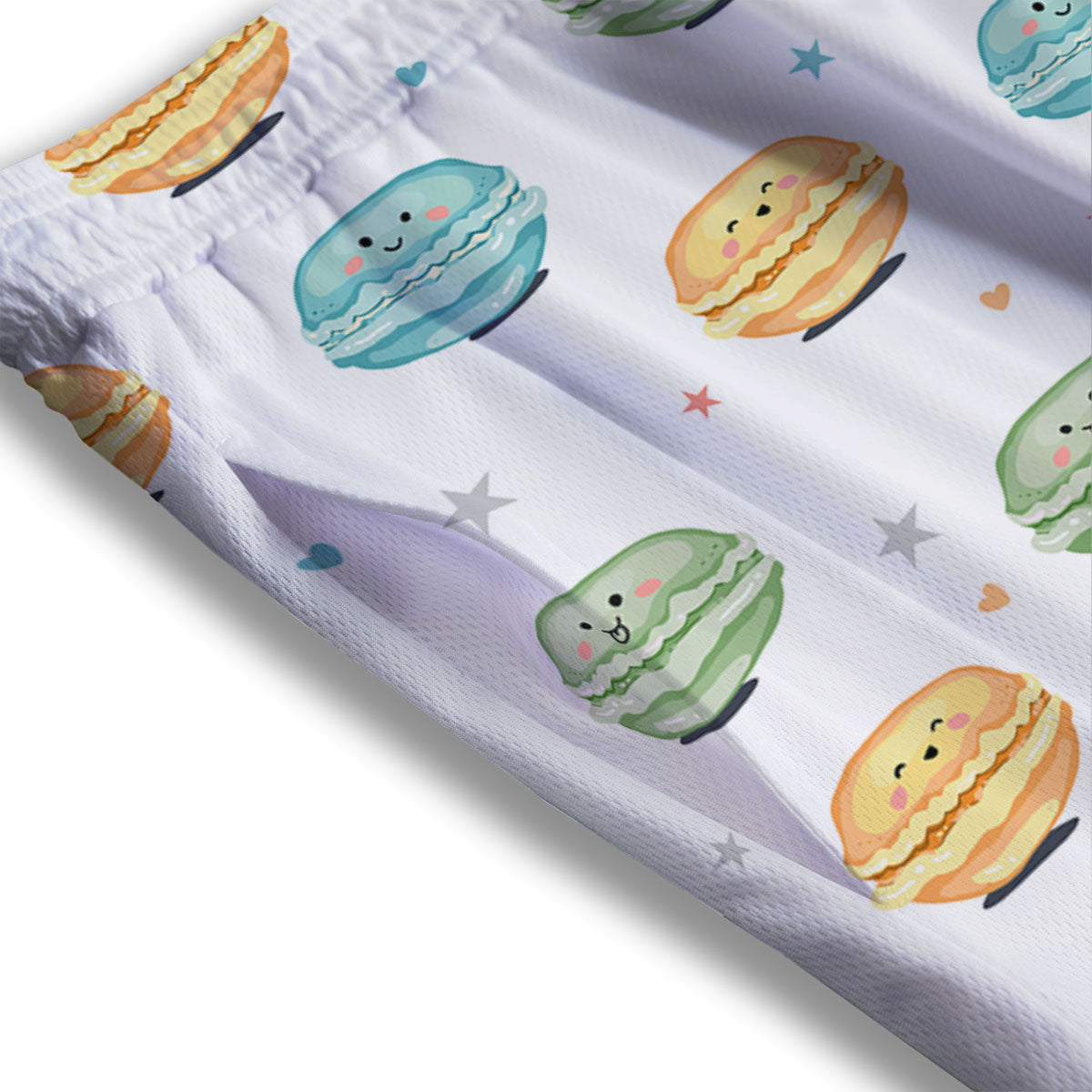 Happy Macarons Print Pattern Mesh Shorts