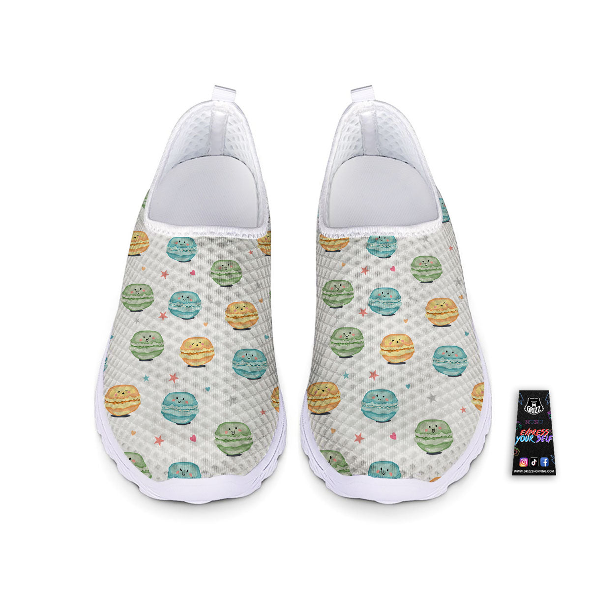 Happy Macarons Print Pattern Nurse Shoes-grizzshop