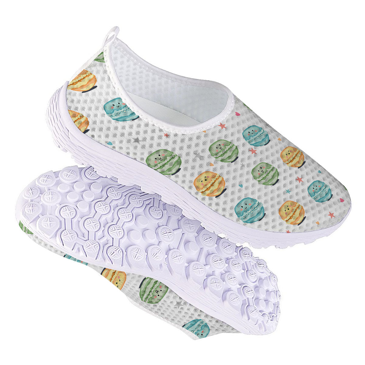 Happy Macarons Print Pattern Nurse Shoes-grizzshop