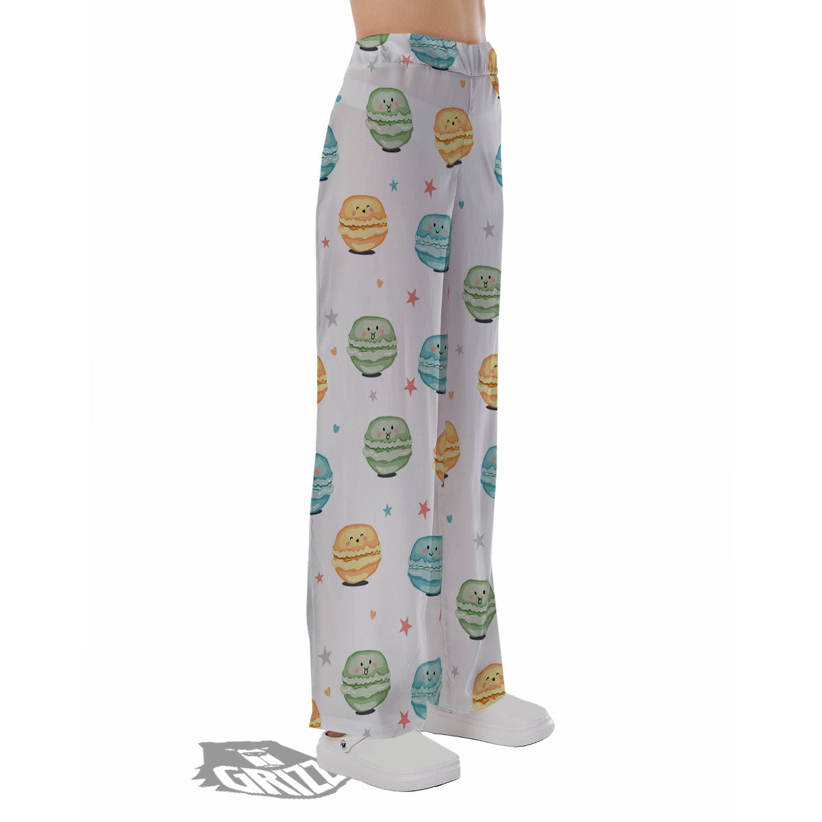 Happy Macarons Print Pattern Pajama Pants-grizzshop