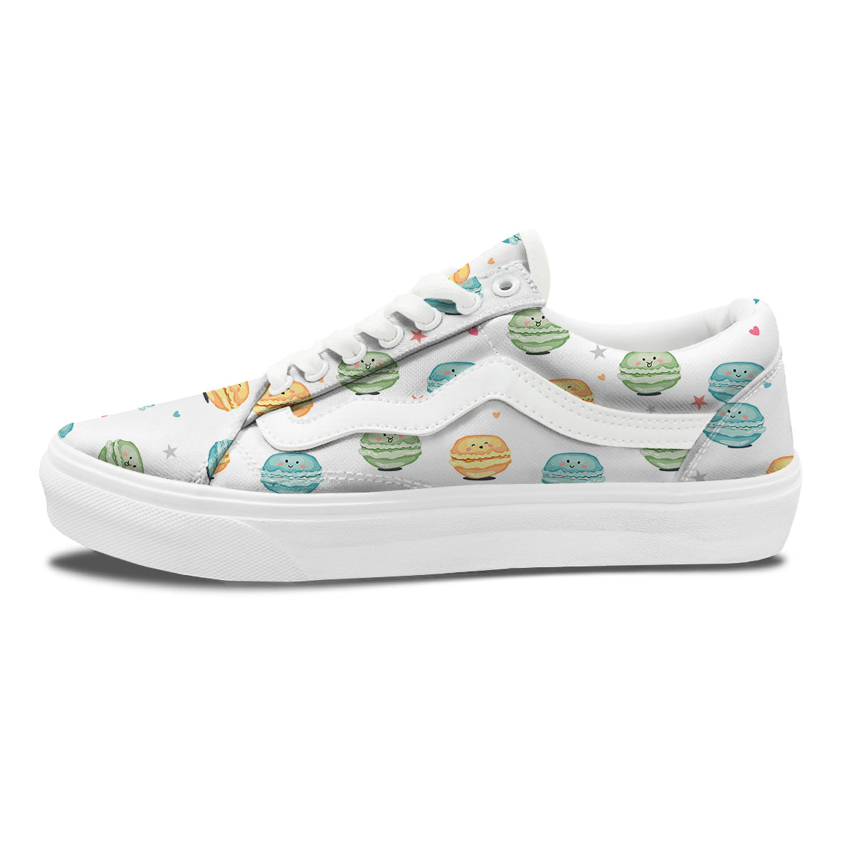 Happy Macarons Print Pattern Skate Shoes-grizzshop