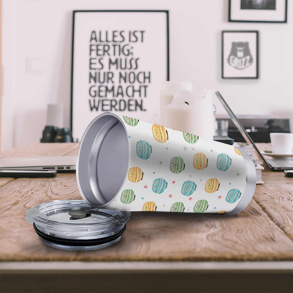 Happy Macarons Print Pattern Tumbler-grizzshop