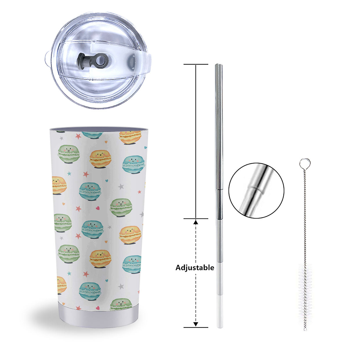 Happy Macarons Print Pattern Tumbler-grizzshop
