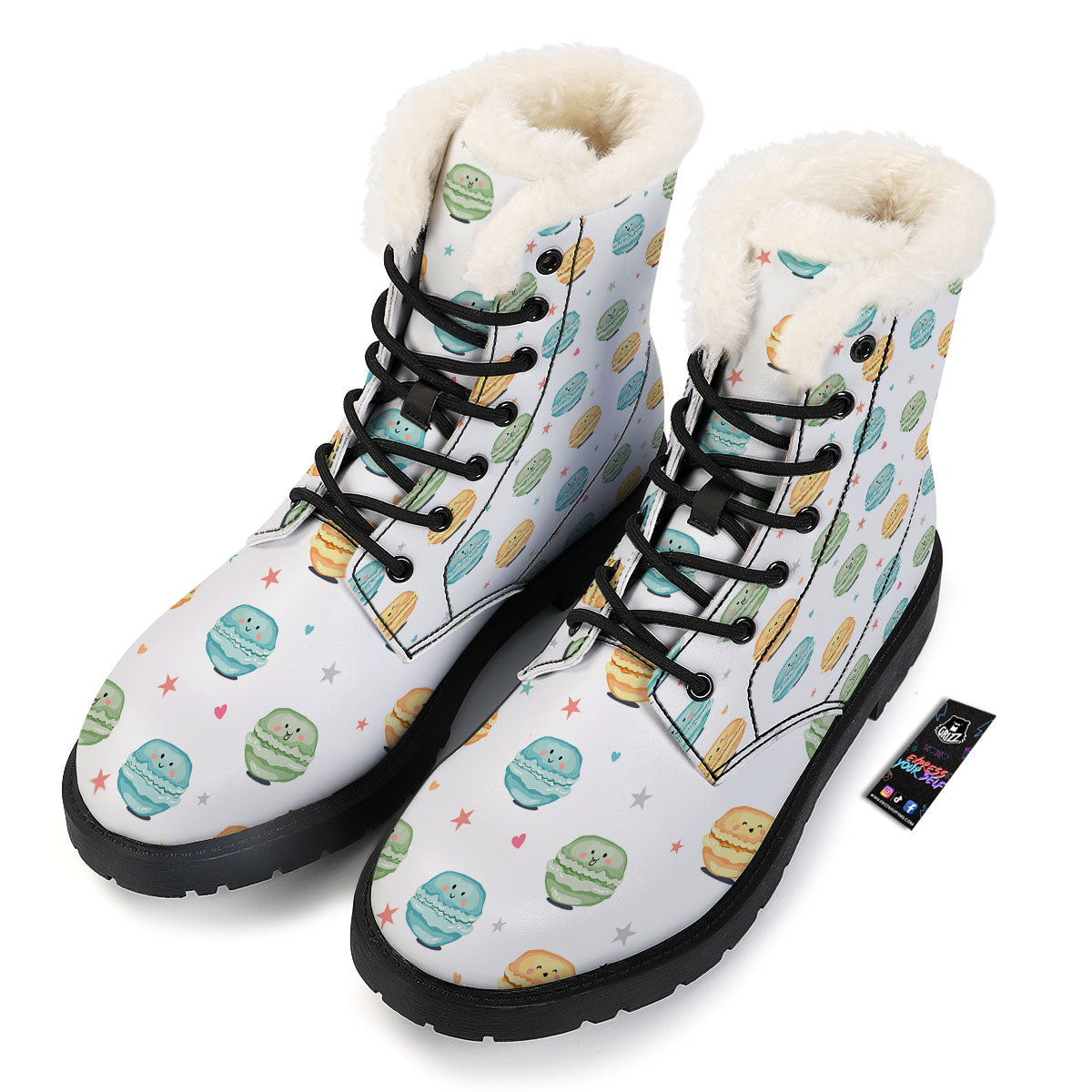 Happy Macarons Print Pattern Winter Boots-grizzshop