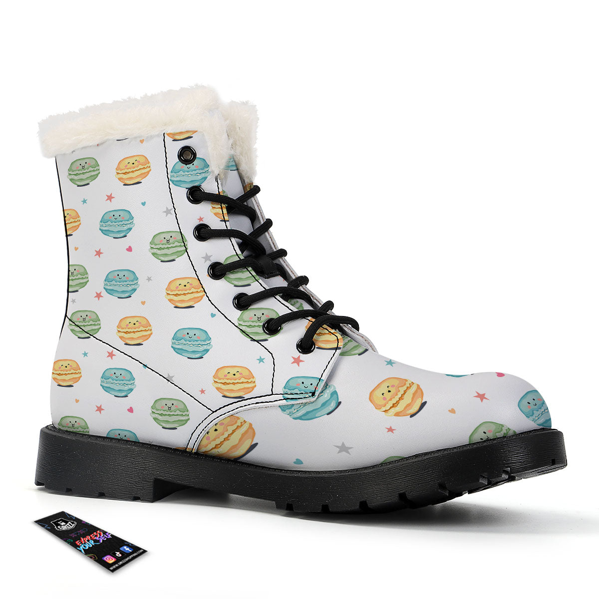 Happy Macarons Print Pattern Winter Boots-grizzshop