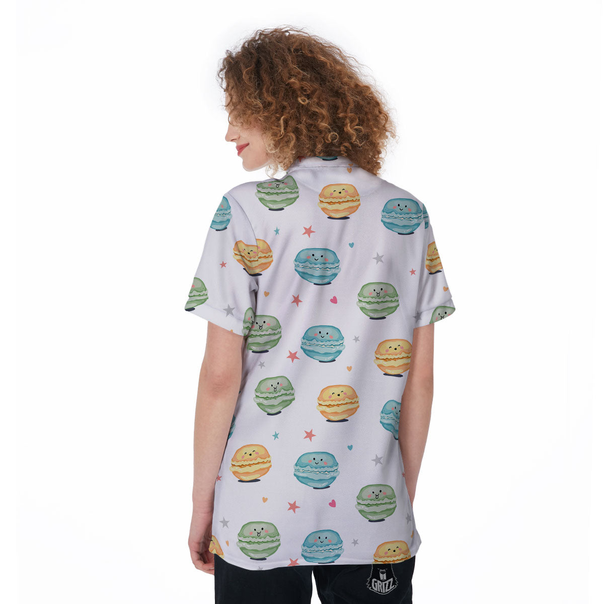 Happy Macarons Print Pattern Women's Golf Shirts-grizzshop
