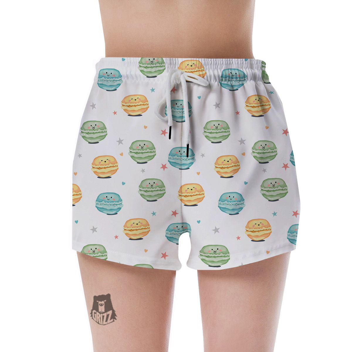 Happy Macarons Print Pattern Women's Shorts-grizzshop