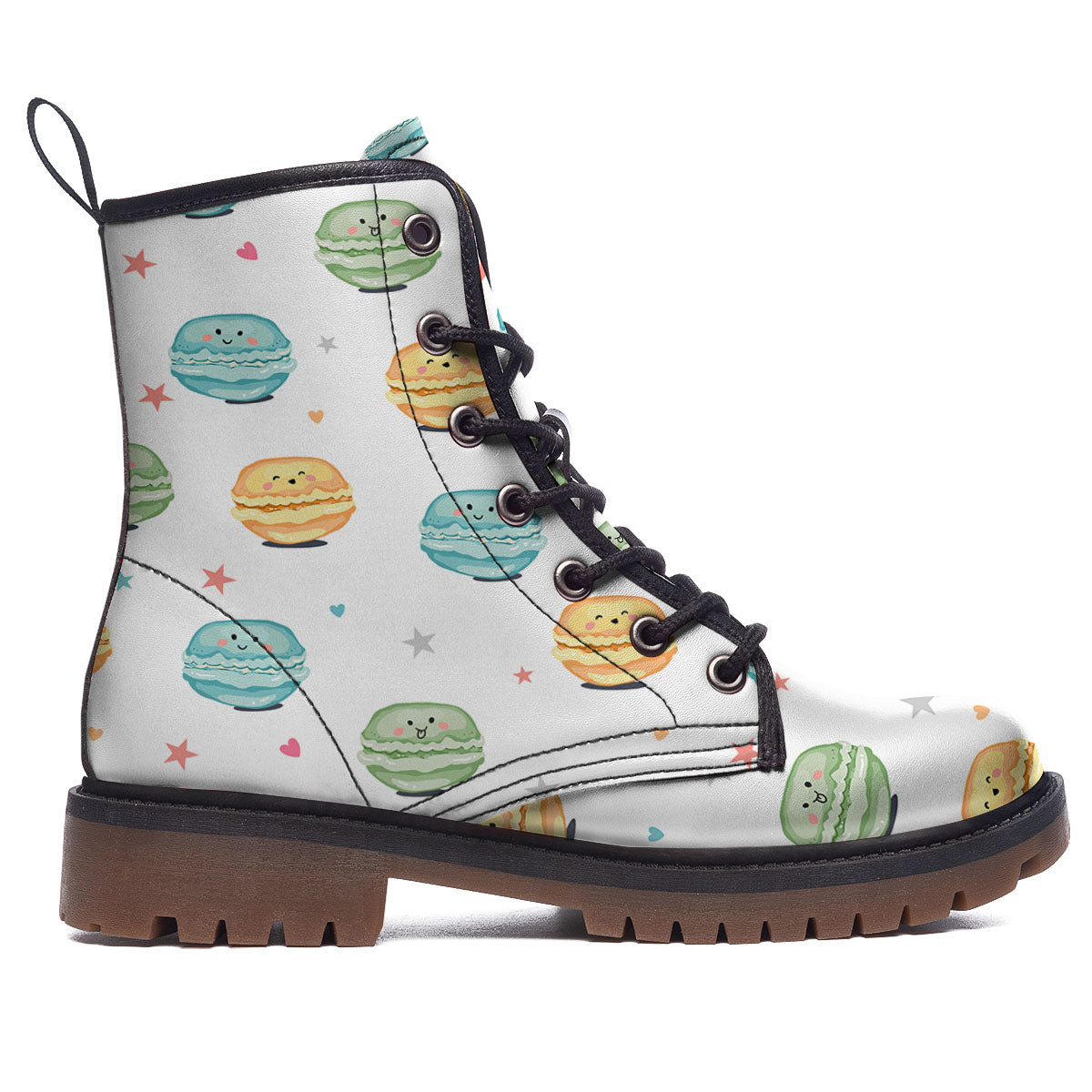 Happy Macarons Print Pattern Work Boots-grizzshop