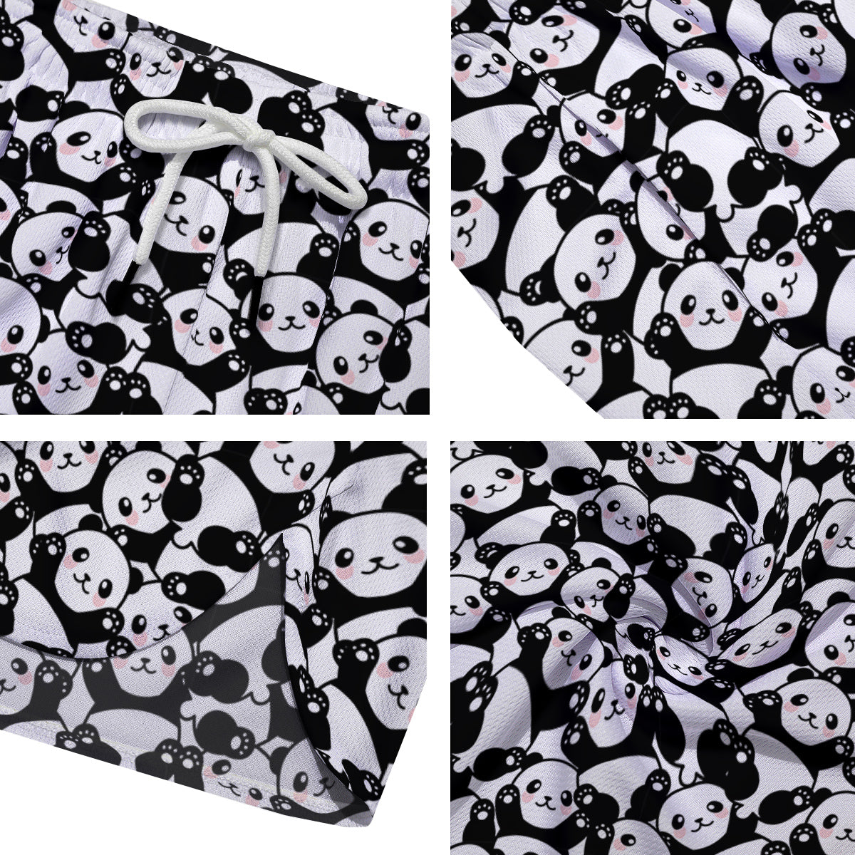 Happy Panda Cute Print Pattern Men's Running Shorts-grizzshop