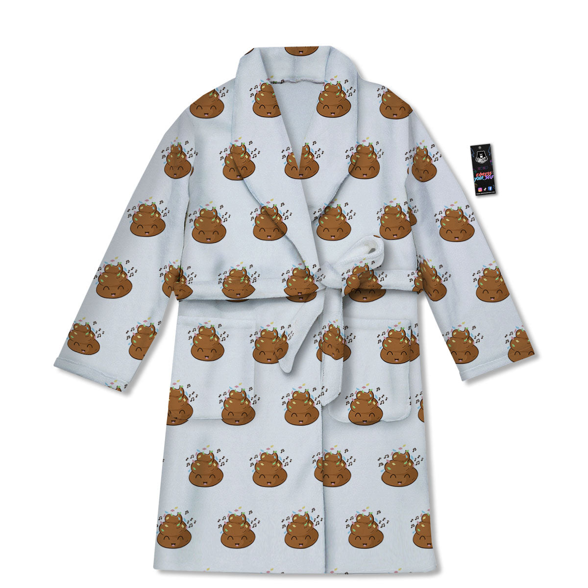 Happy Poop Print Pattern Bathrobe-grizzshop