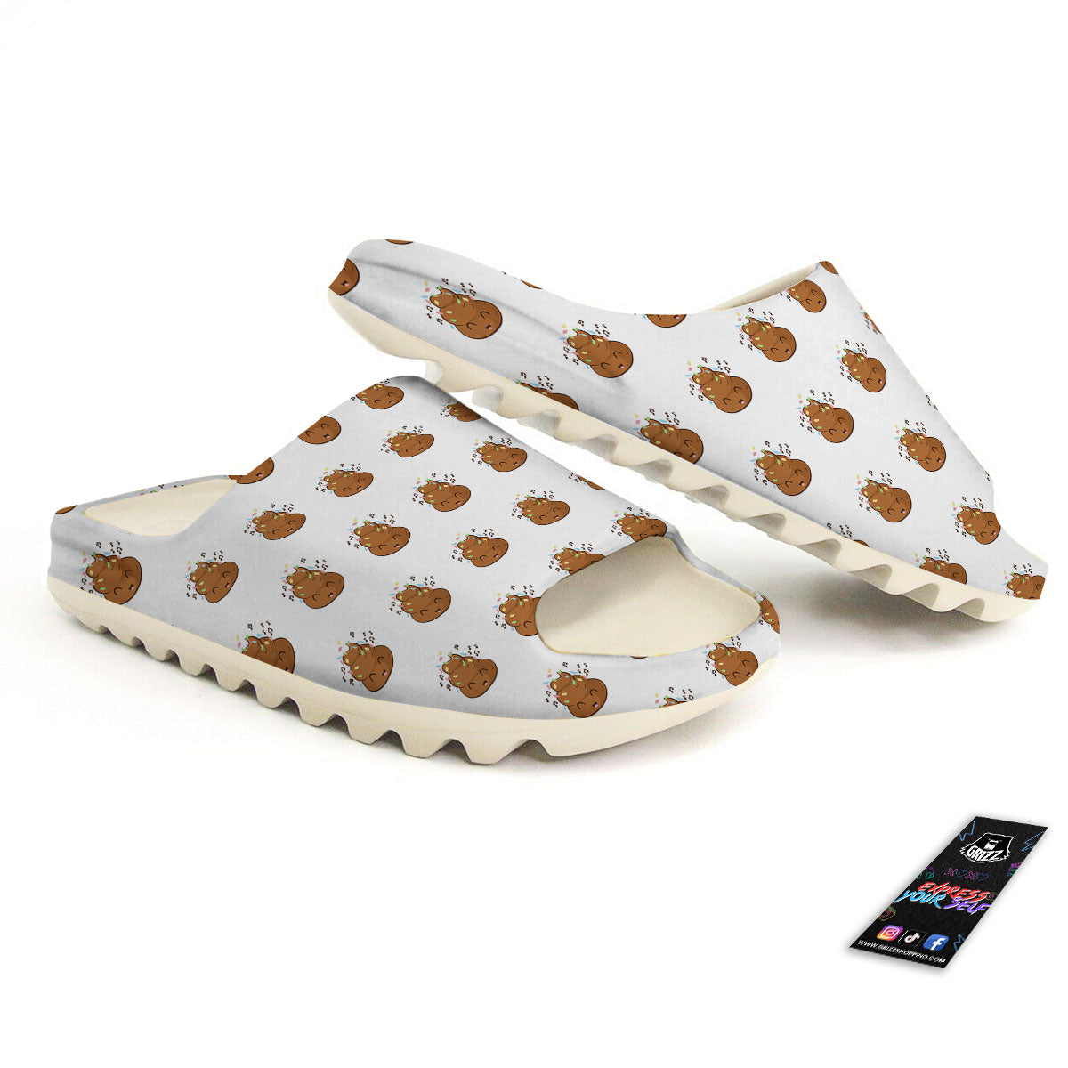 Happy Poop Print Pattern Sandals-grizzshop