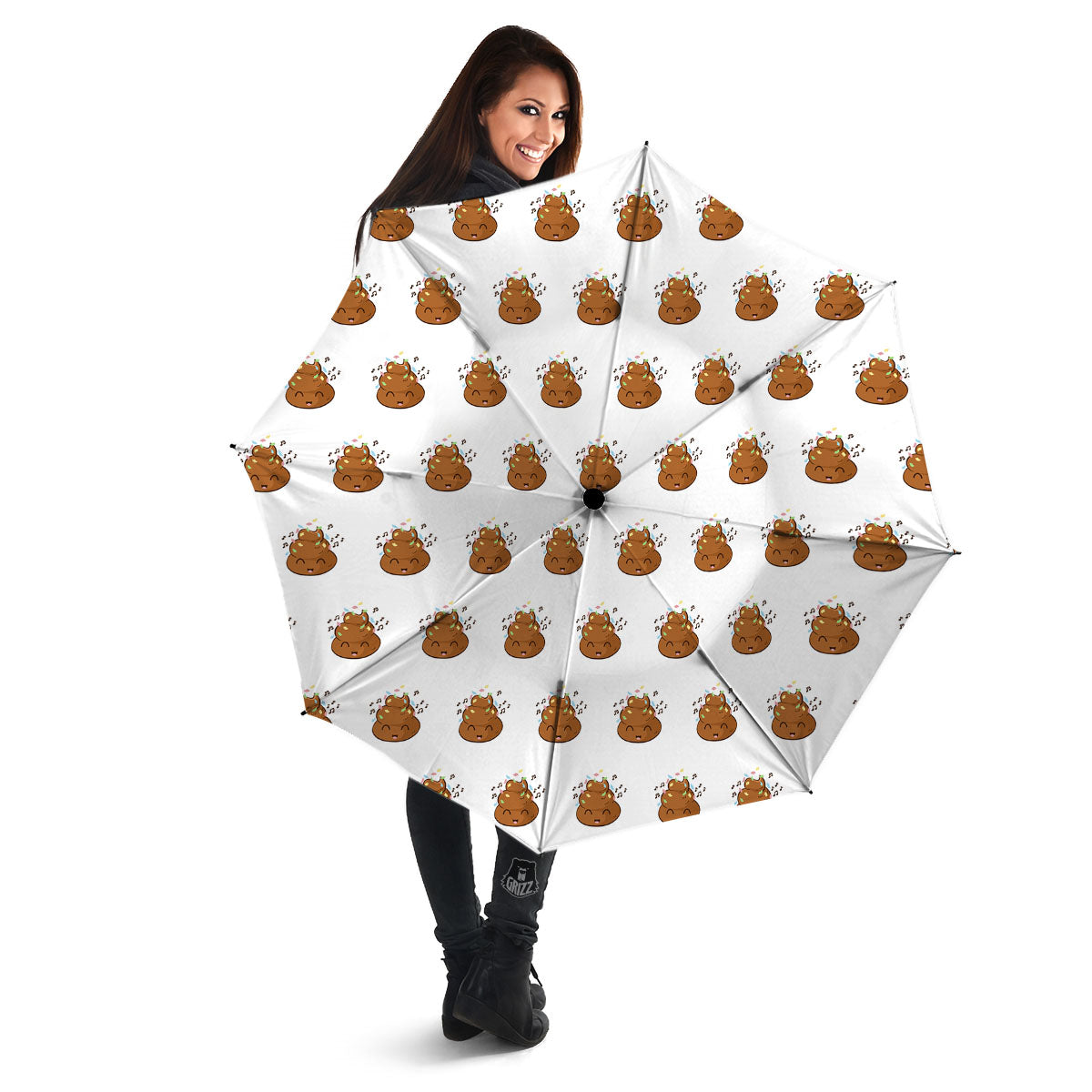 Happy Poop Print Pattern Umbrella-grizzshop