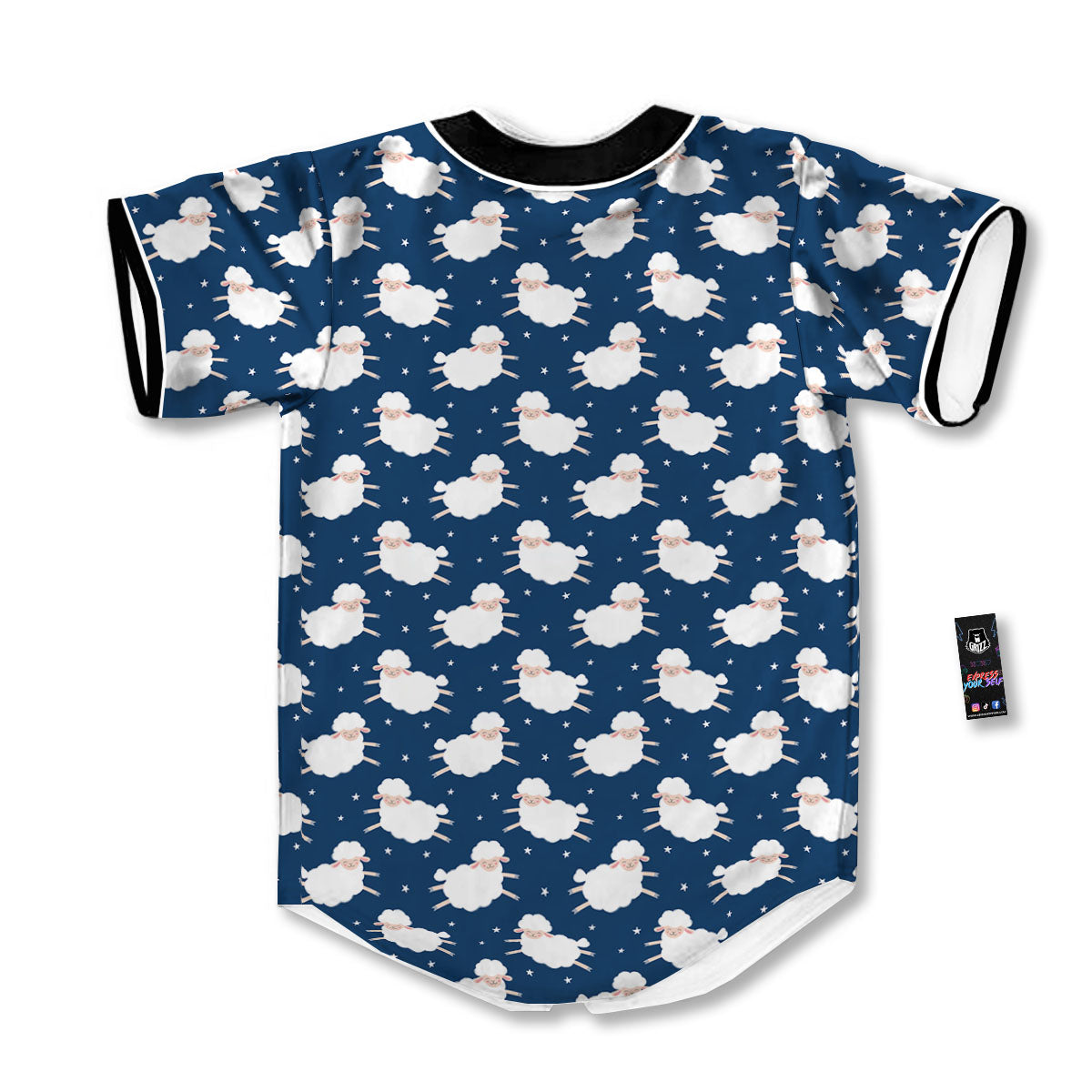 Happy Sheep Print Pattern Baseball Jersey-grizzshop