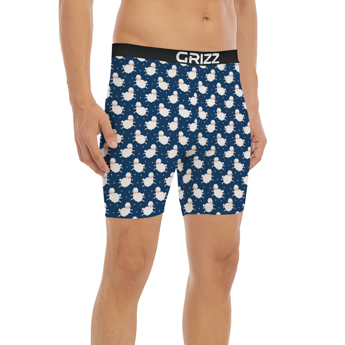 Happy Sheep Print Pattern Boxer Briefs-grizzshop