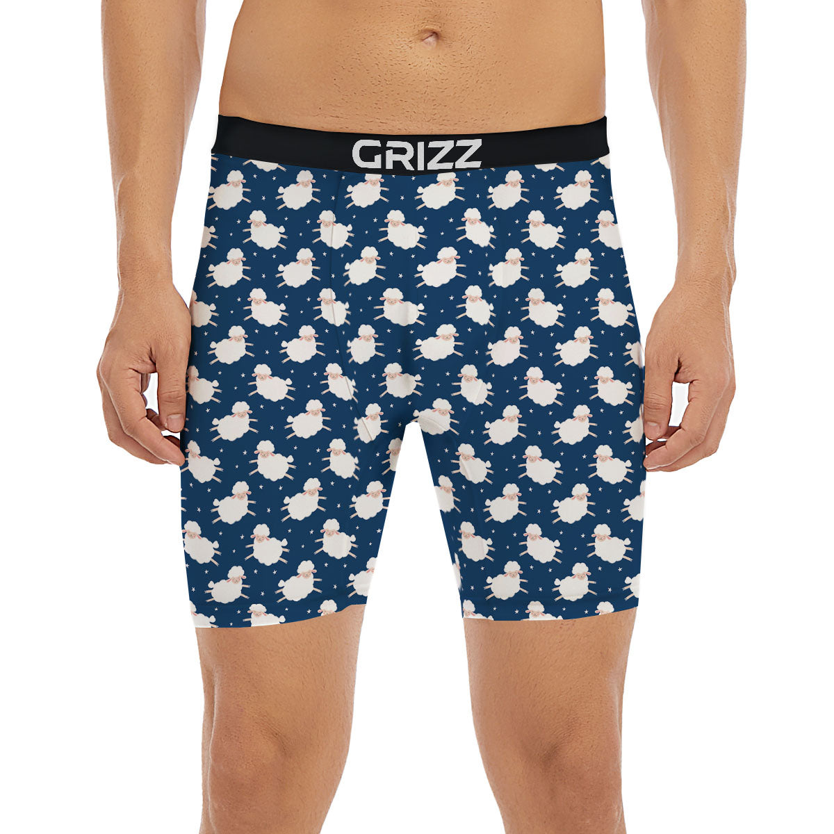 Happy Sheep Print Pattern Boxer Briefs-grizzshop