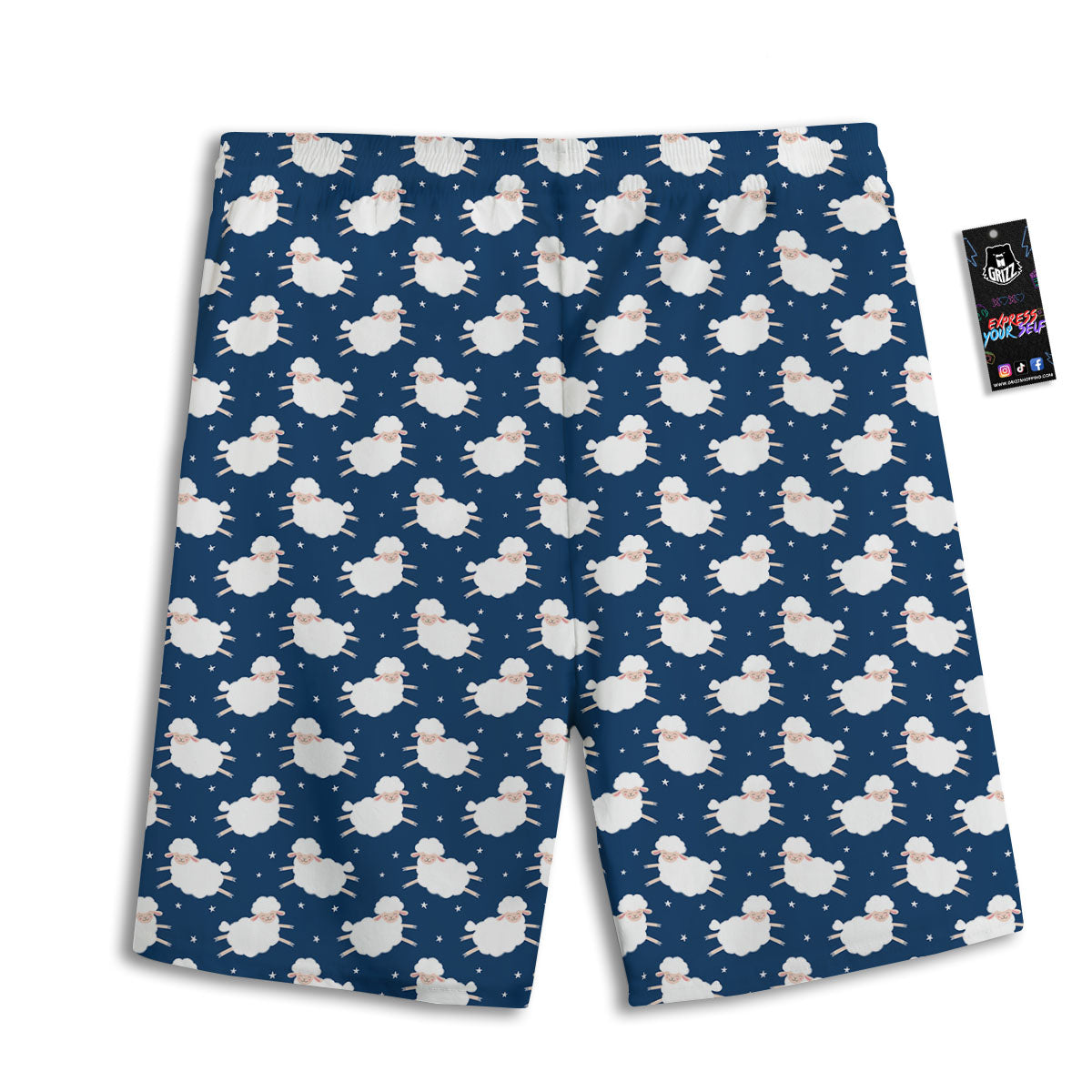Happy Sheep Print Pattern Men's Athletic Shorts
