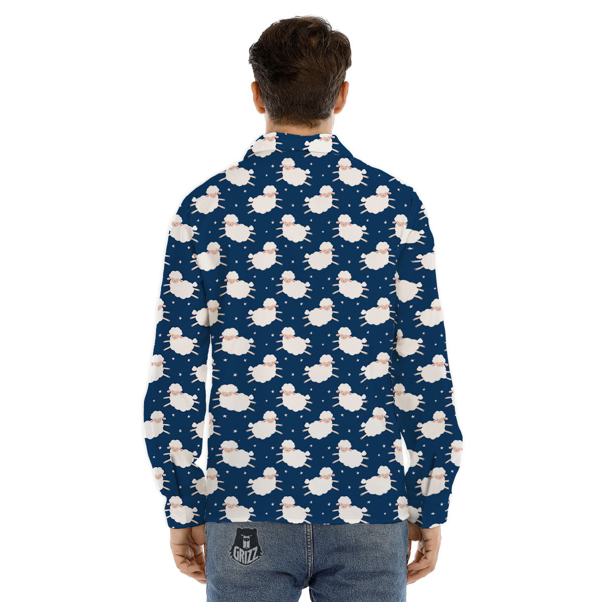 Happy Sheep Print Pattern Men's Dress Shirts-grizzshop