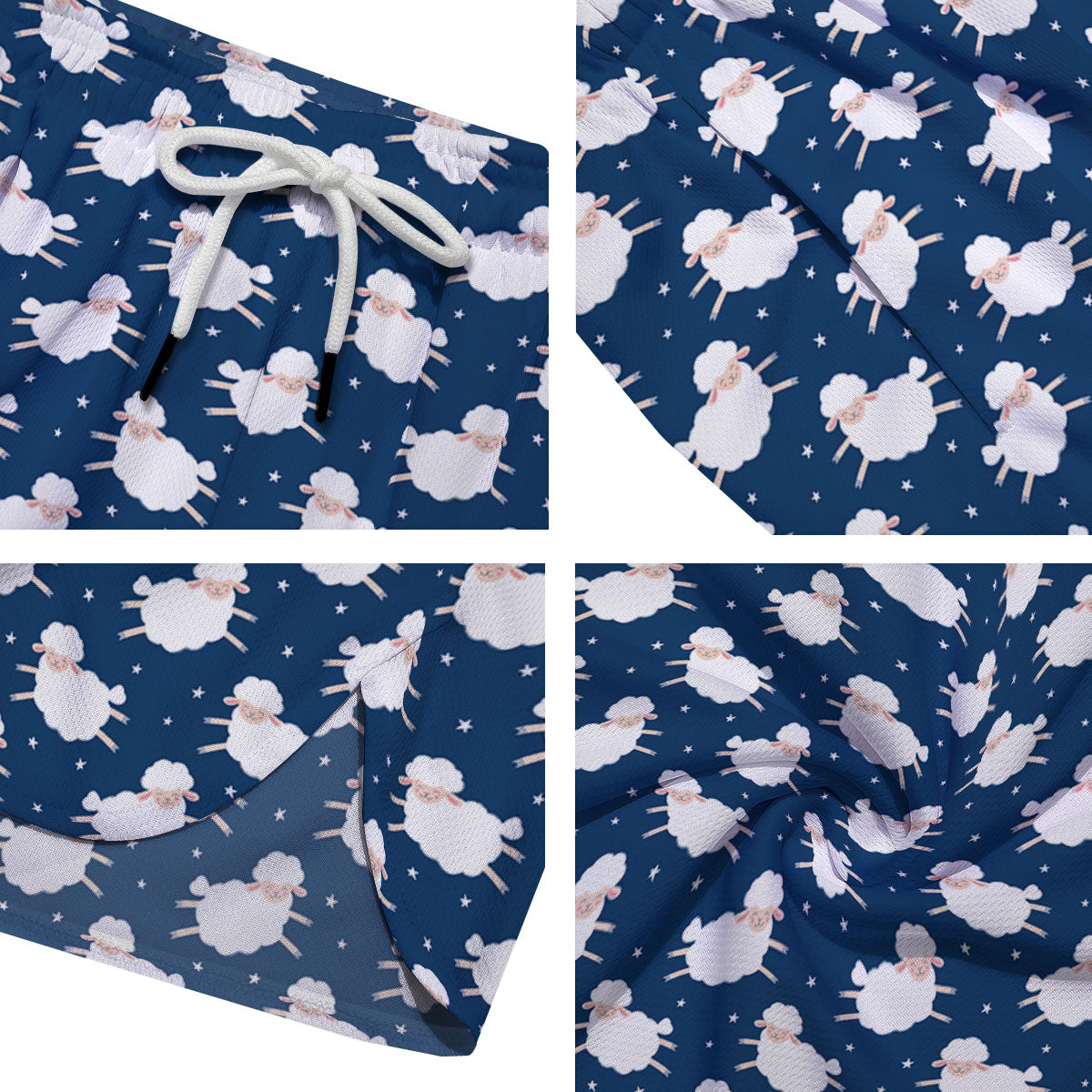 Happy Sheep Print Pattern Men's Running Shorts-grizzshop