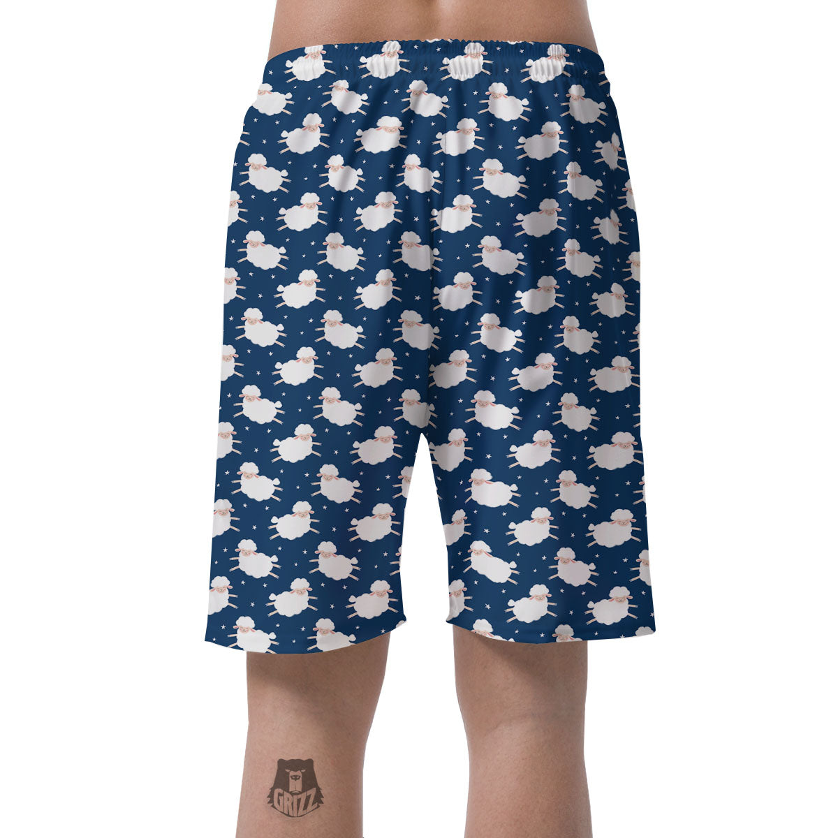 Happy Sheep Print Pattern Men's Shorts-grizzshop