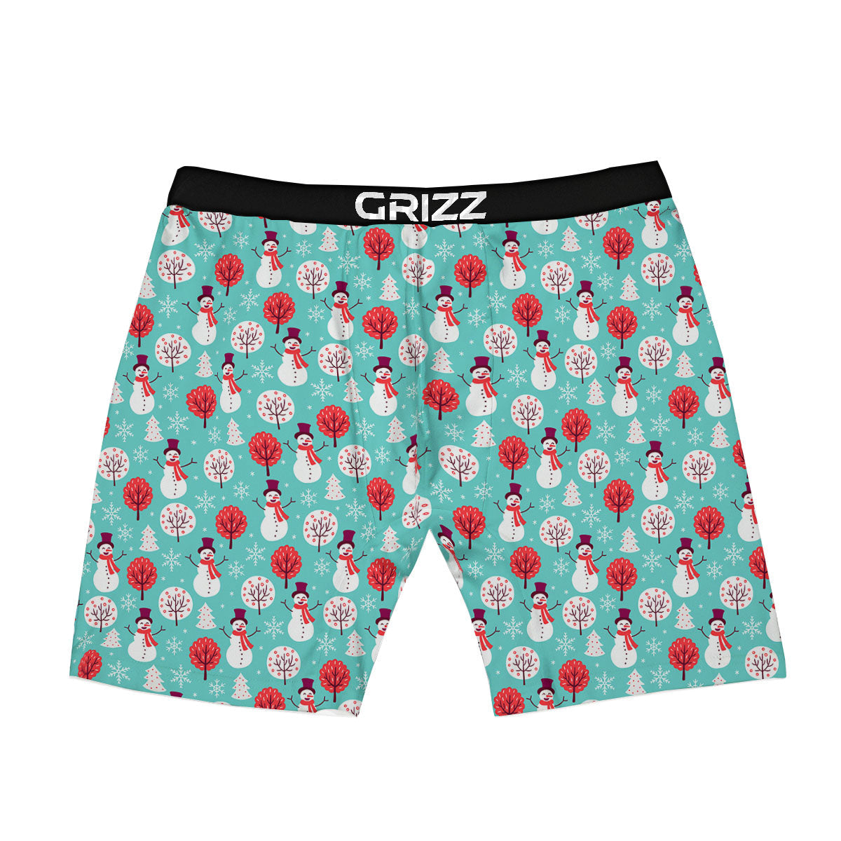 Happy Snowman Print Pattern Boxer Briefs-grizzshop