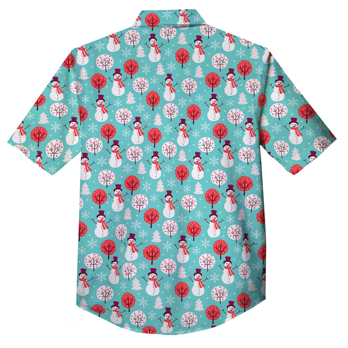 Happy Snowman Print Pattern Button Up Shirt-grizzshop