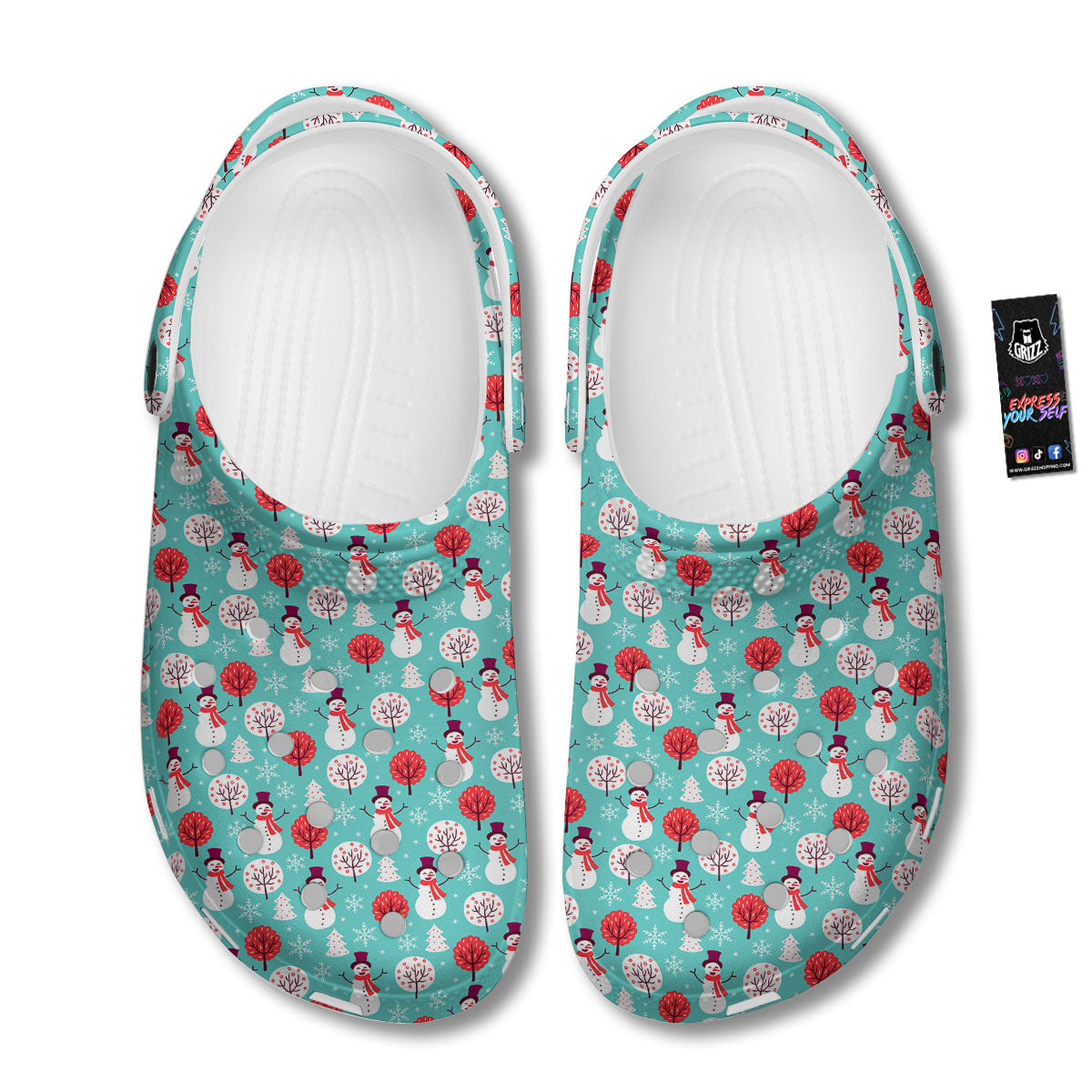 Happy Snowman Print Pattern Clog-grizzshop