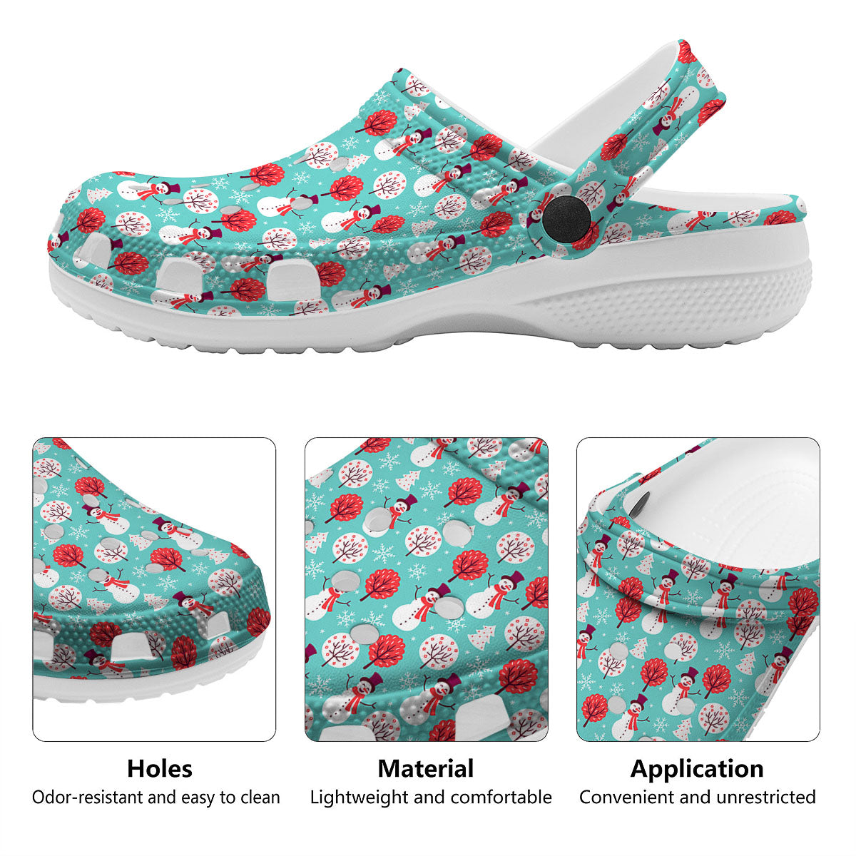 Happy Snowman Print Pattern Clog-grizzshop