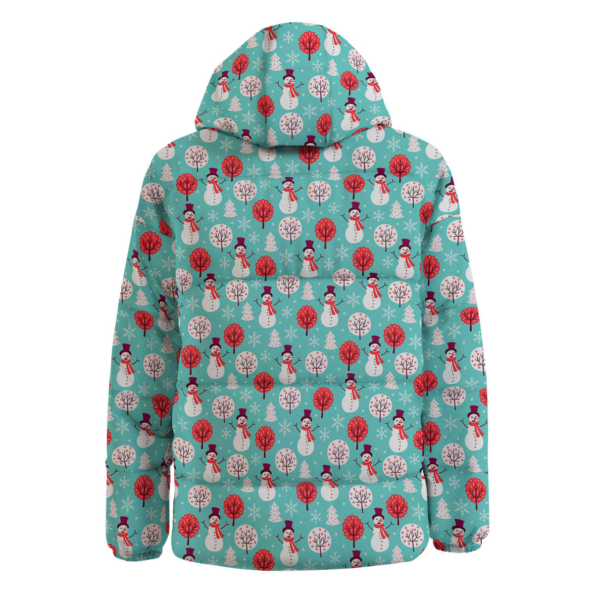 Happy Snowman Print Pattern Down Jacket-grizzshop