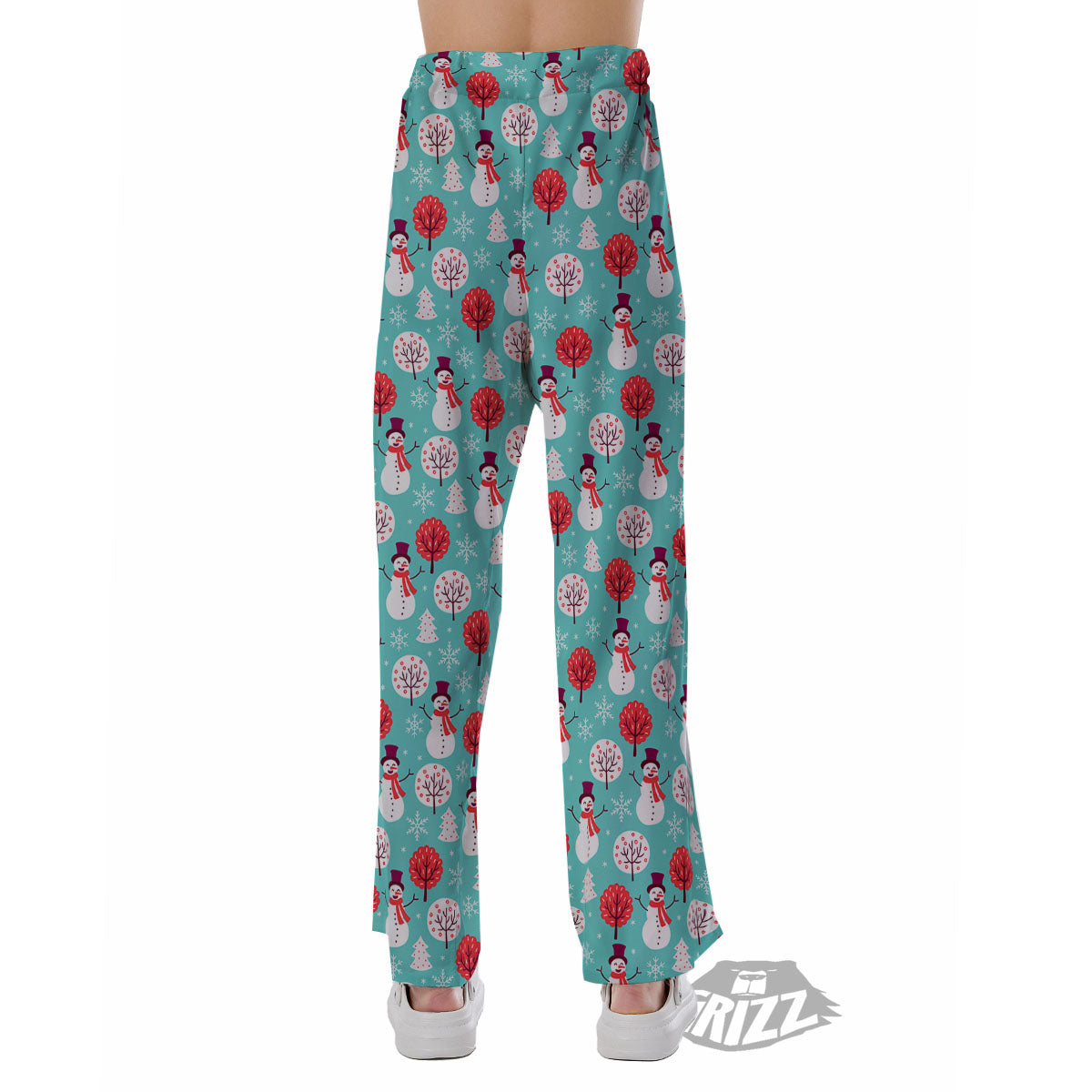 Happy Snowman Print Pattern Pajama Pants-grizzshop