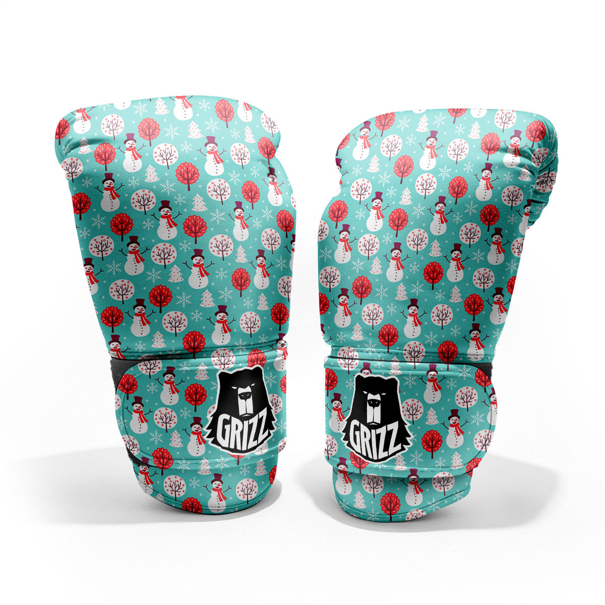 Happy Snowman Print Pattern Pro Boxing Glove
