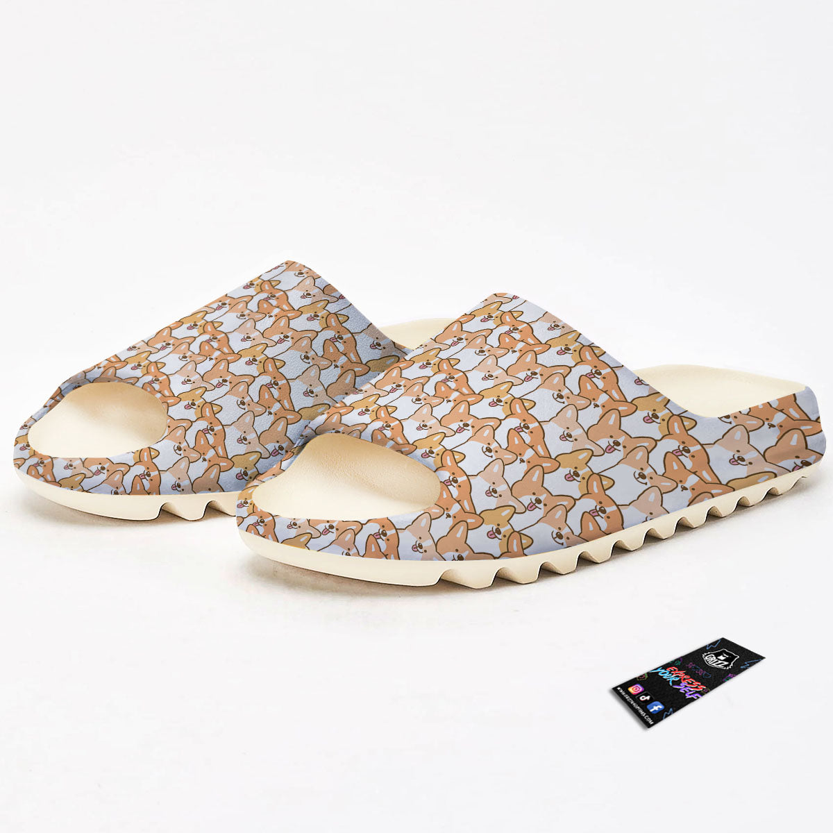Happy Corgi Print Pattern Sandals-grizzshop
