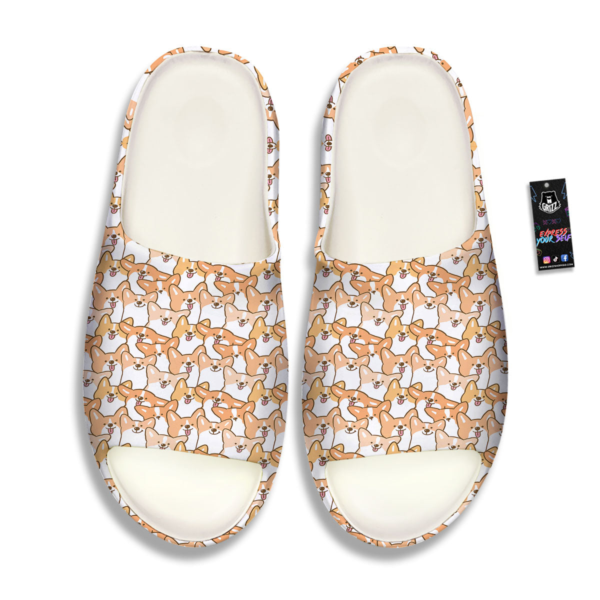 Happy Corgi Print Pattern Sandals-grizzshop
