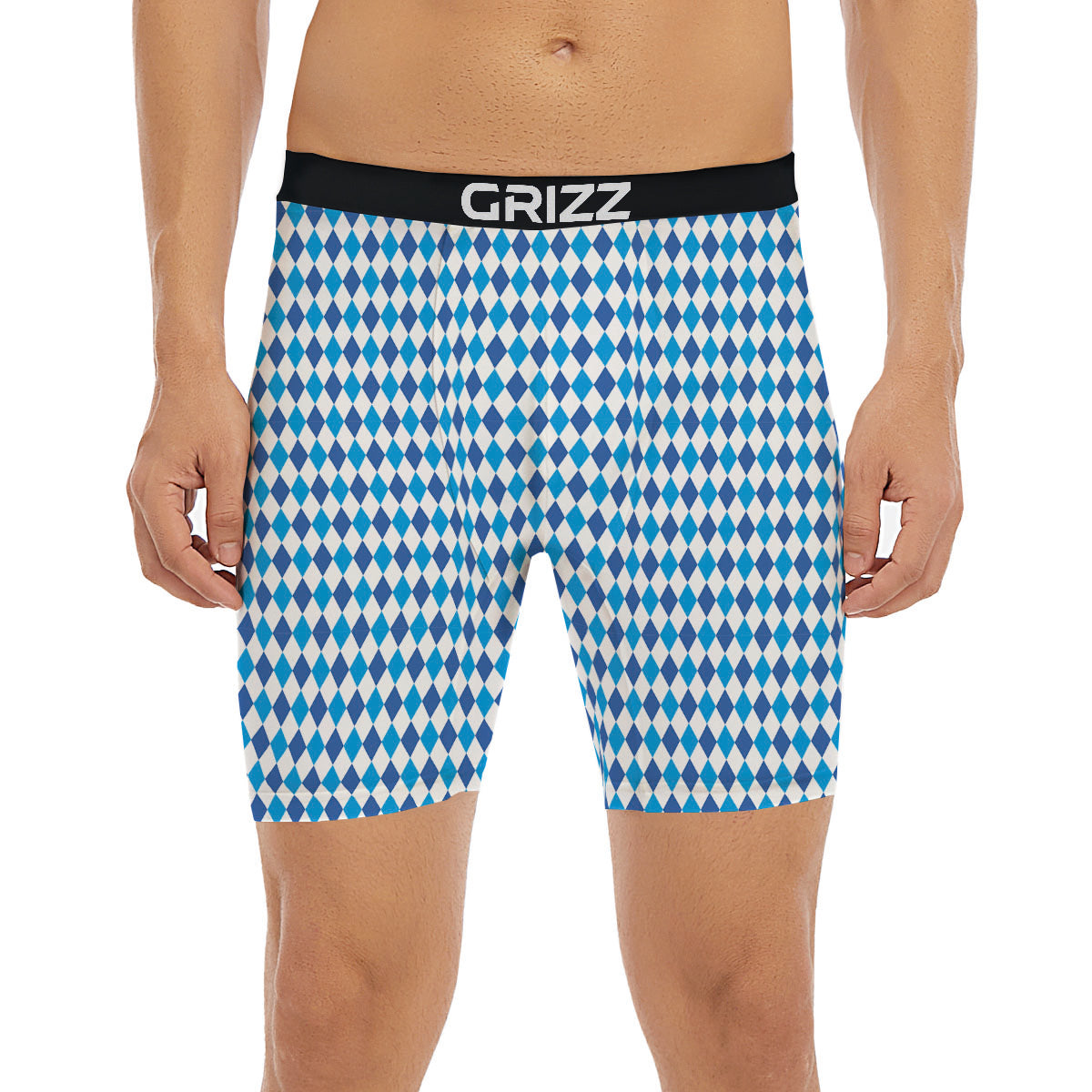 Harlequin Blue Print Pattern Boxer Briefs-grizzshop