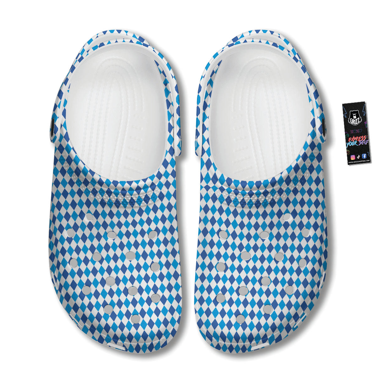Harlequin Blue Print Pattern Clog-grizzshop