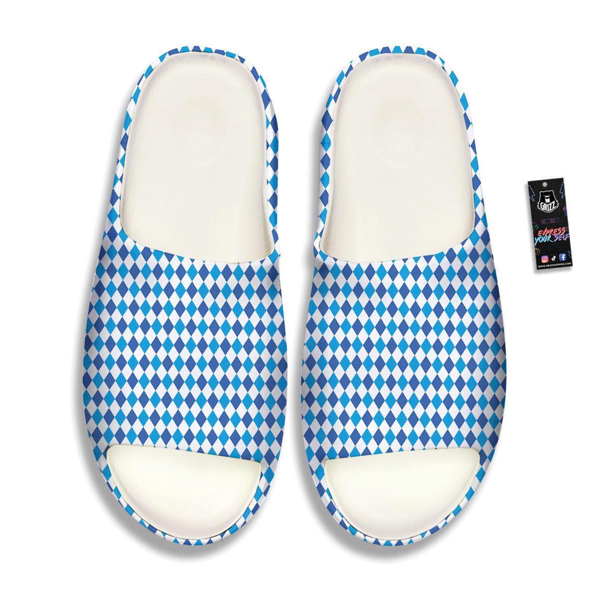 Harlequin Blue Print Pattern Sandals-grizzshop