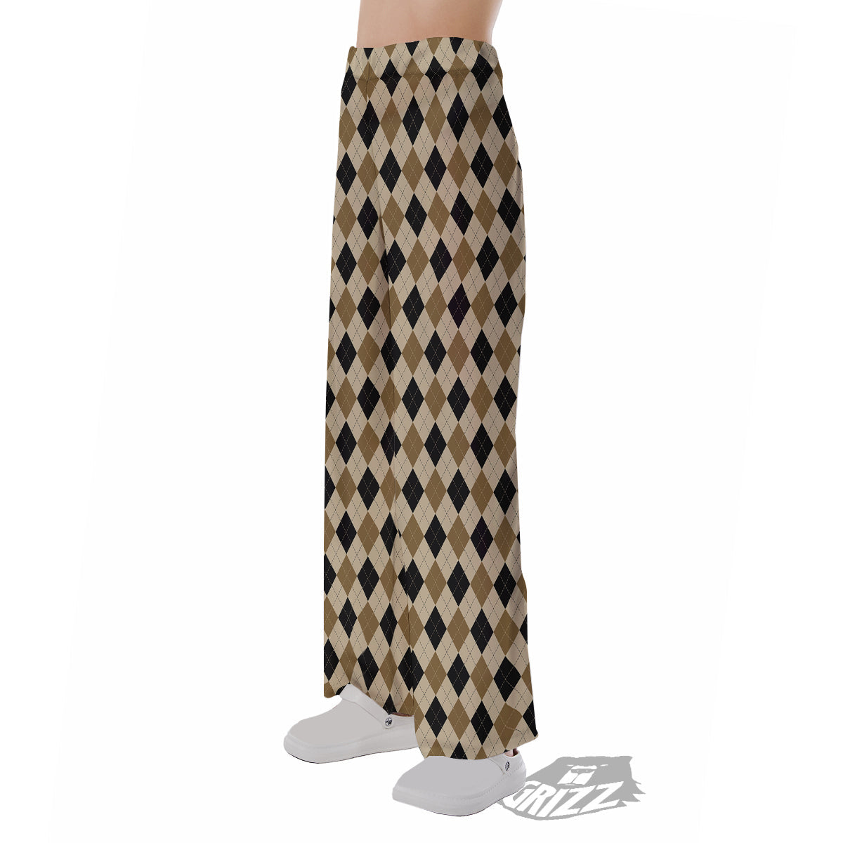 Harlequin Gold And Black Print Pattern Pajama Pants-grizzshop